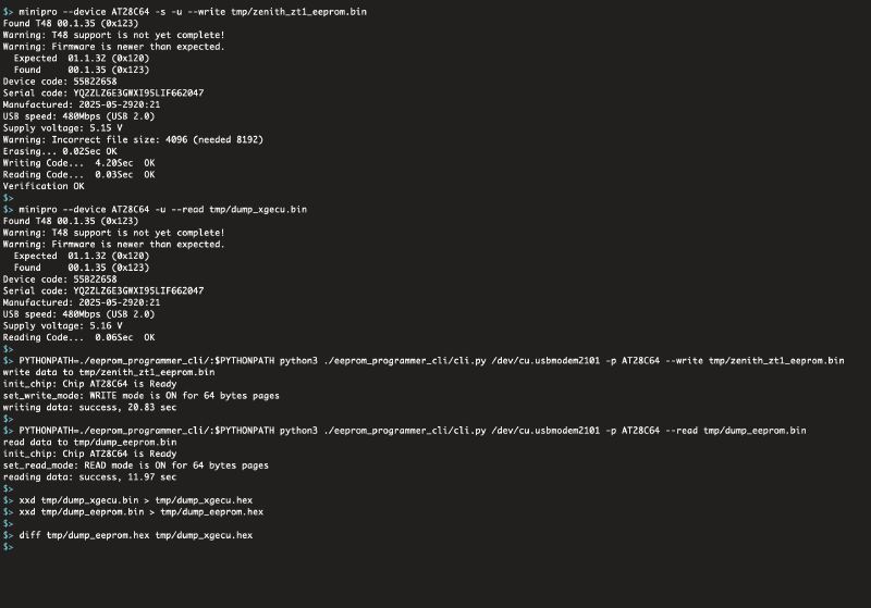 XGecu Programmer vs EEPROM Programmer xxd diff